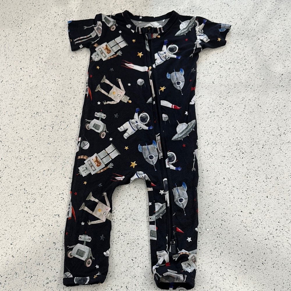 Little Bum Bums EUC 12-18 mos Space-Themed Black Kids One Piece